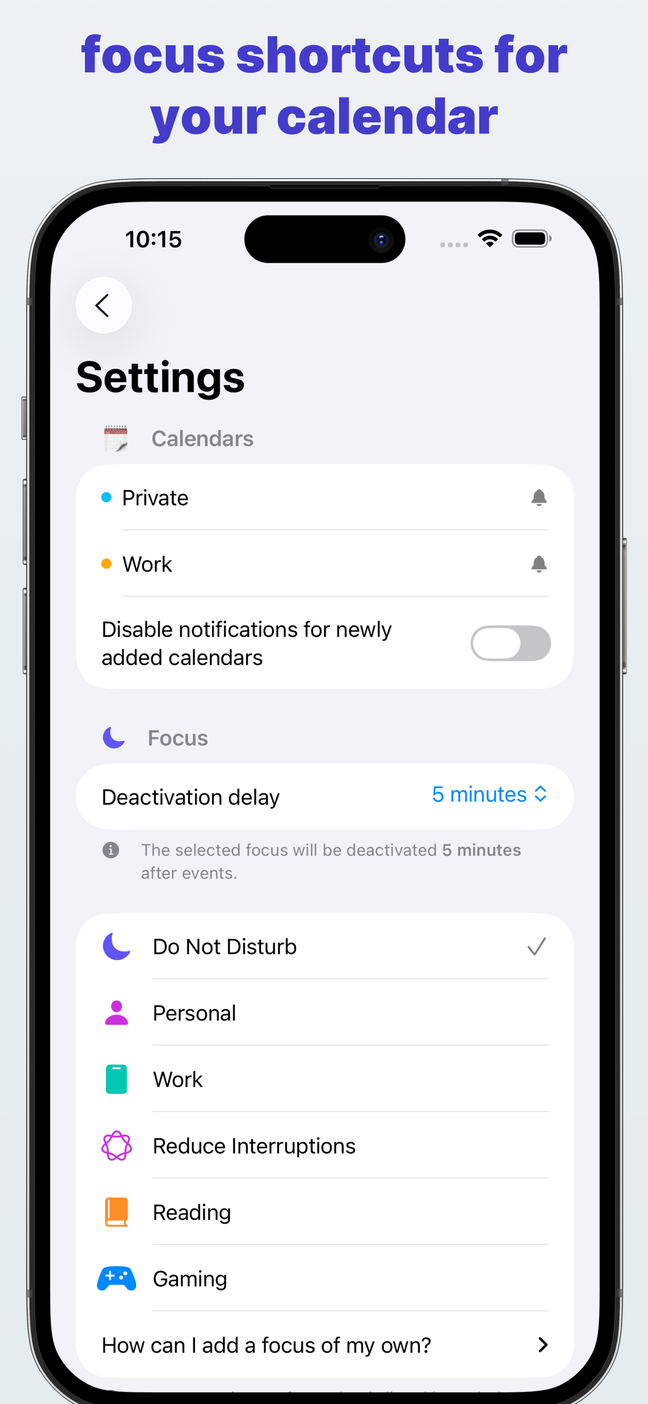 take control of your schedule and tailor your focus prompts to your needs